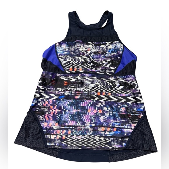 ATHLETA Colorblock Tri-Essentials Tankini Swim Running Top navy Blue Size Large - Picture 8 of 13